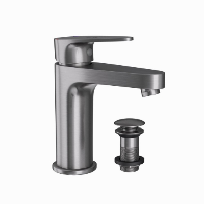 Picture of Single Lever Basin Mixer with click clack waste - Stainless Steel