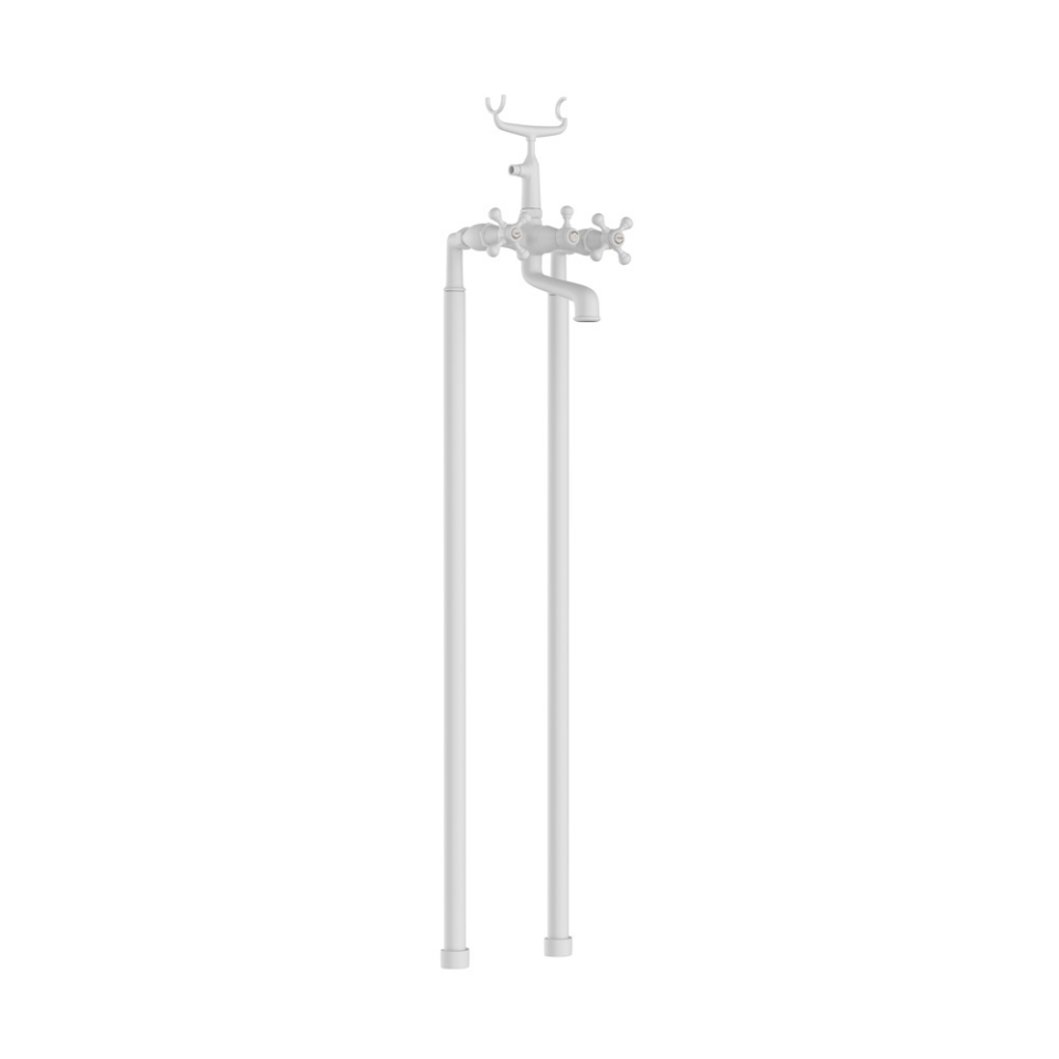 Picture of Bath & Shower Mixer with Telephone Shower Crutch - White Matt