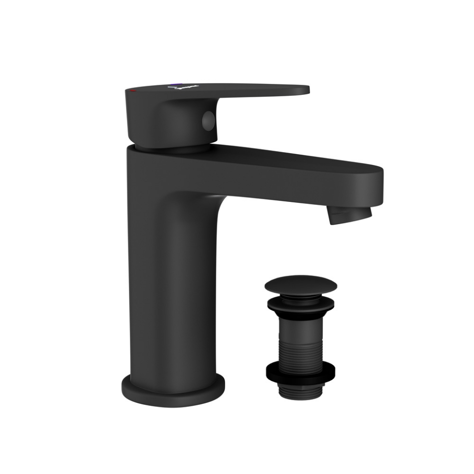 Picture of Single Lever Basin Mixer with click clack waste - Black Matt