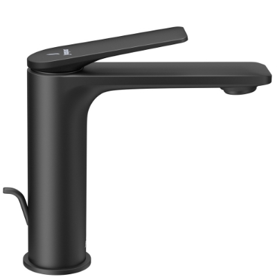 Picture of Single Lever Extended Basin Mixer with Popup Waste - Black Matt