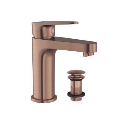 Picture of Single Lever Basin Mixer with click clack waste -  Antique Copper