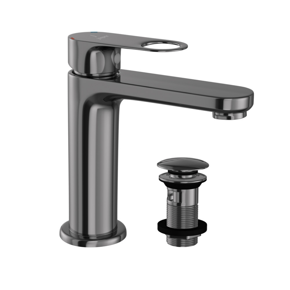 Picture of Single Lever Basin Mixer with click clack waste - Black Chrome