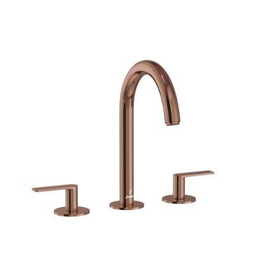 Picture of 3-Hole Basin Mixer with Pipe Spout - Blush Gold Bright PVD
