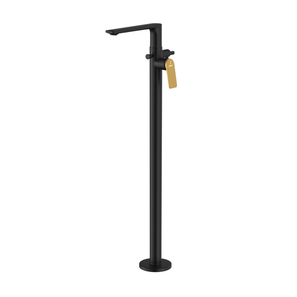 Picture of Exposed parts of floor mounted single lever bath mixer - Lever: Gold Matt PVD | Body: Black Matt