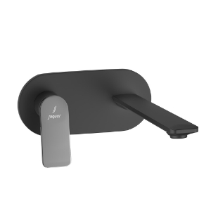 Picture of Exposed Parts of Left Hand Side Operated Single Lever Built-in In-wall Manual Valve  - Lever: Black Chrome | Body: Black Matt