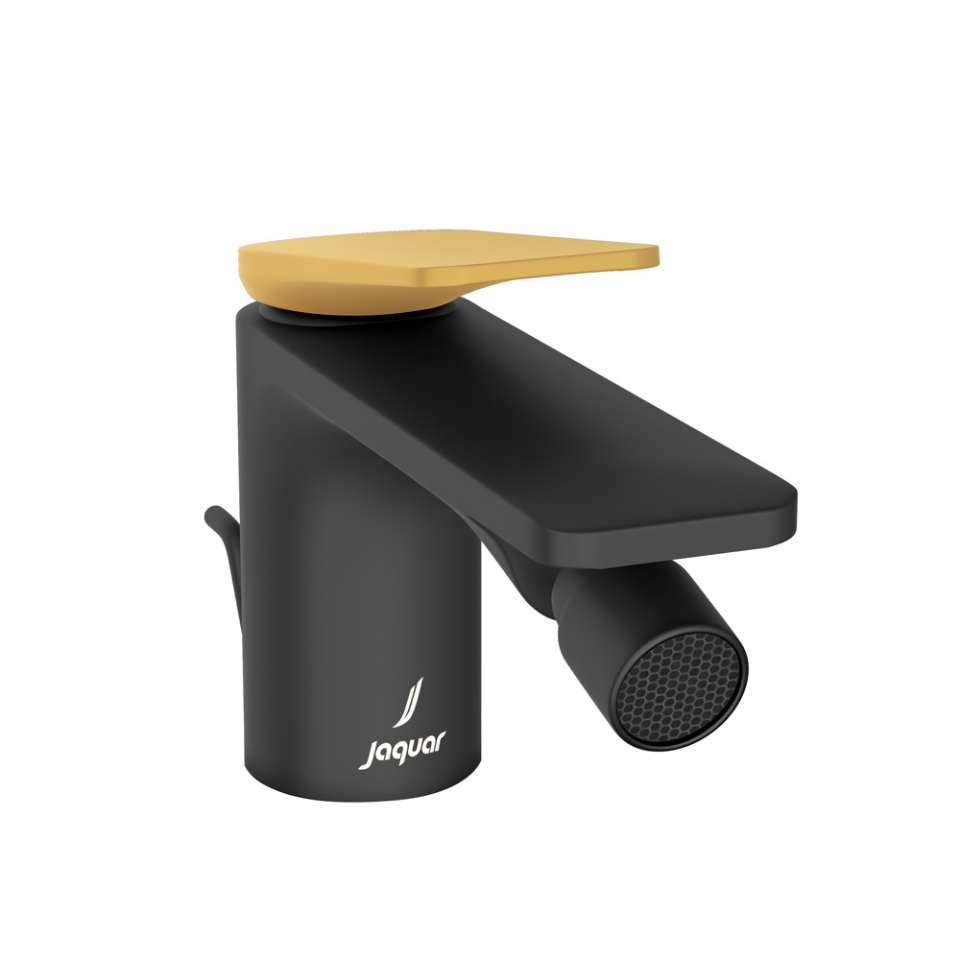 Picture of Single Lever Bidet Mixer with Popup Waste - Lever: Gold Matt PVD | Body: Black Matt