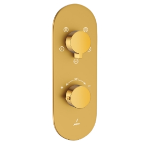 Picture of Термостатический смеситель для душа Aquamax на 2 потребителя - Рычаг: Золото яркое PVD | Корпус: Золото матовое PVD