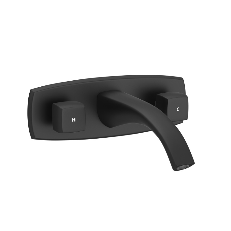 Picture of Смеситель для раковины на 3 отверстия, настенный монтаж - Черный матовый