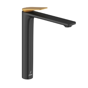 Picture of Single Lever High Neck Basin Mixer - Lever: Gold Matt PVD | Body: Black Matt