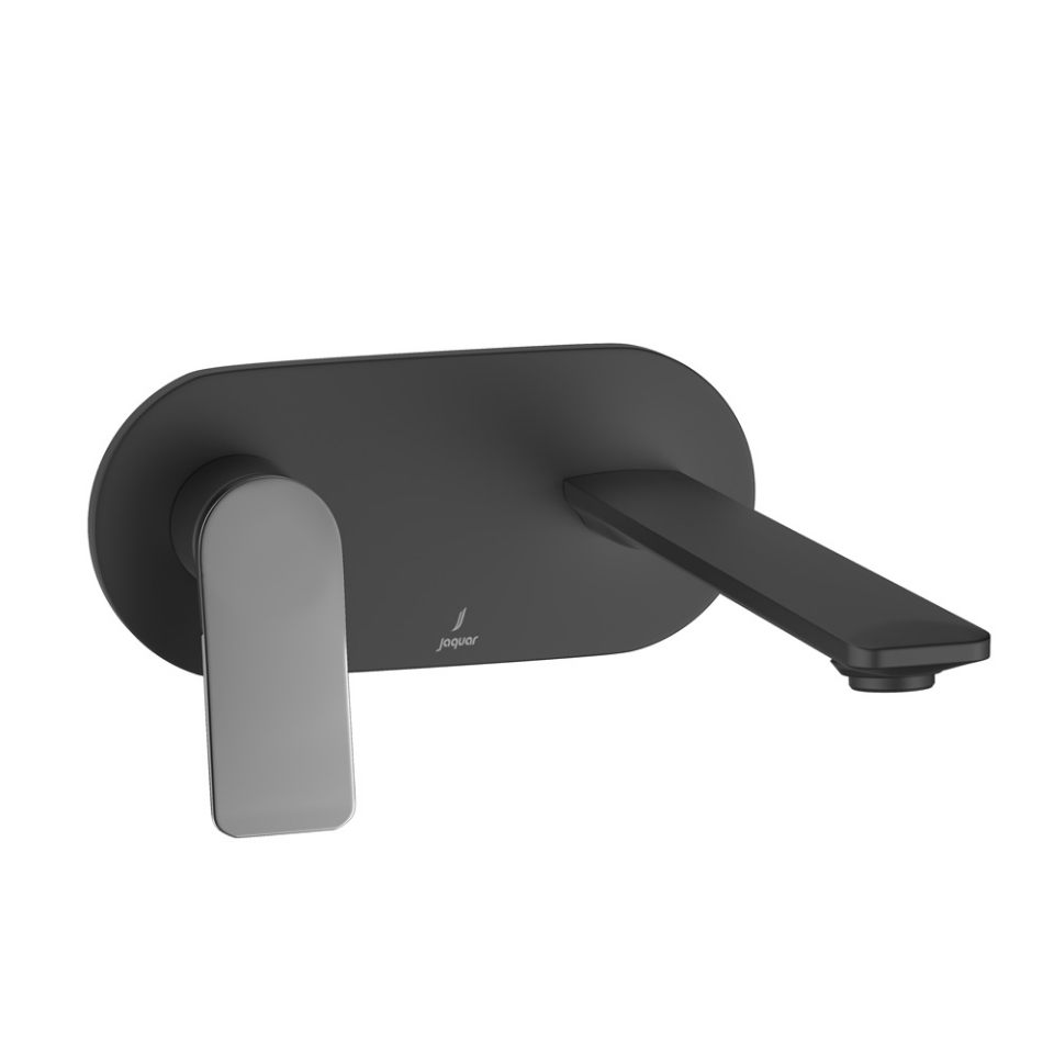 Picture of Открытые части однорычажного встраиваемого в стену ручного клапана с левосторонним управлением - Рычаг: Черный хром | Корпус: Черный матовый