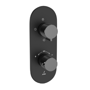 Picture of Термостатический смеситель для душа Aquamax на 3 потребителя - Рычаг: Черный хром | Корпус: Черный матовый