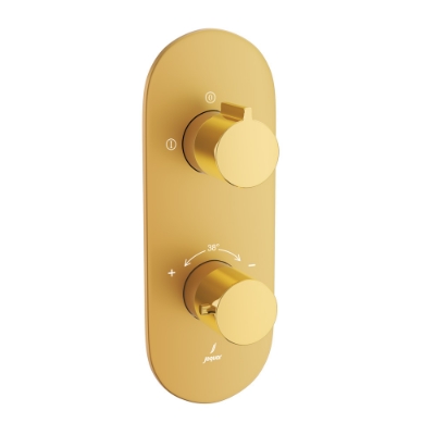 Picture of Термостатический смеситель для душа Aquamax на 2 потребителя - Рычаг: Золото яркое PVD | Корпус: Золото матовое PVD