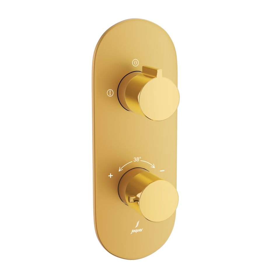 Picture of Термостатический смеситель для душа Aquamax на 2 потребителя - Рычаг: Золото яркое PVD | Корпус: Золото матовое PVD